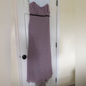 Jim Hjelm Occasions Mauve Strapless Chiffon Maxi Dress Size 12 Bridesmaid Formal